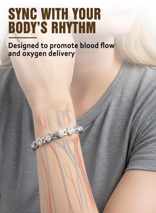 أساور جيكانوري المغناطيسية للنساء، سوار مغناطيسي من الفولاذ المقاوم للصدأ مع مغناطيس نيوديميوم وكريستالات متلألئة، هدايا مثالية - Image 2